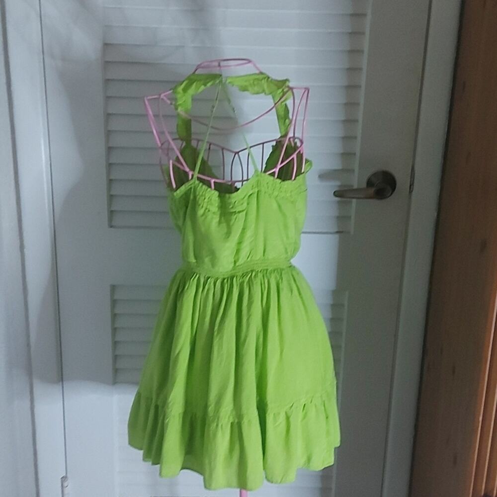 Hollister Green Ruffle Spaghetti Strap Mini Sundress S Dopamine Boho Spring Twee